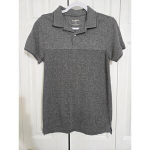 Goodfellow small men's grey and black striped standard fit polo shirt
